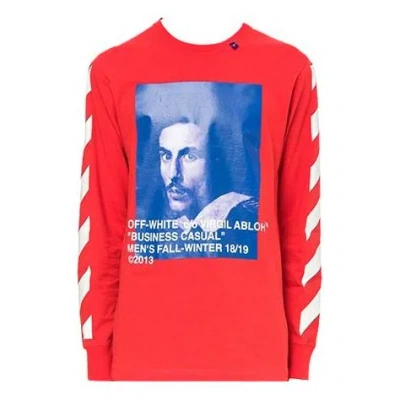 Off-white Bernini Diagonal Stripe Print T Shirt 2030 Red/blue