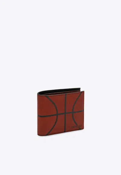 Off-white Bi-fold Basketball Leather Wallet In Red