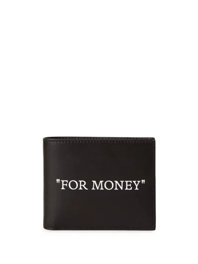 Off-white Bi-fold Wallet "for Money" In Black