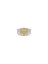 Off-white Bicolor Arrow Chain Ring In Silver