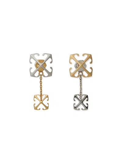OFF-WHITE BICOLOR ARROW PENDANT EARRINGS
