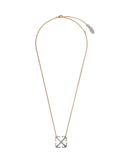 Off-white Bicolor Arrow Pendant Necklace In Gold