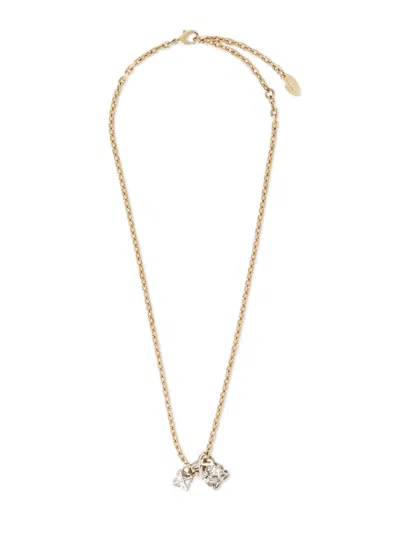 Off-white Bicolor Arrow + Ring Necklace In Gold