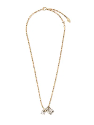 Off-white Bicolor Arrow + Ring Necklace In Gold