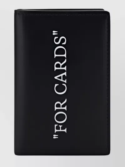 Off-white Bifold Calfskin Card Holder Contrasting Print In Black