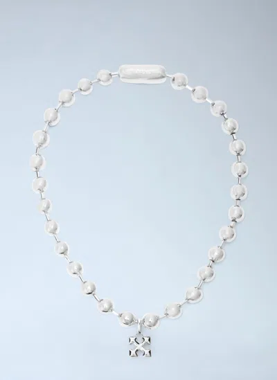 Off-white Big Ball Chain Necklace In Silver