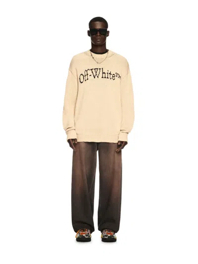 Off-white Big Bookish Chunky Knit Crewn Creme Brul In Neutrals