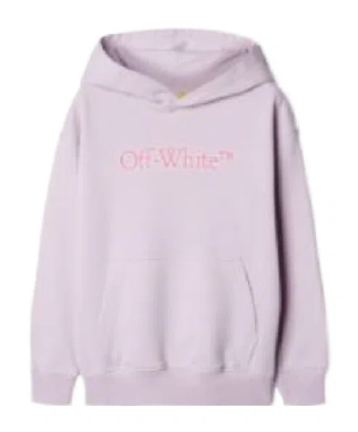 Off-white Kids' Big Bookish Cotton Hoodie In Purple