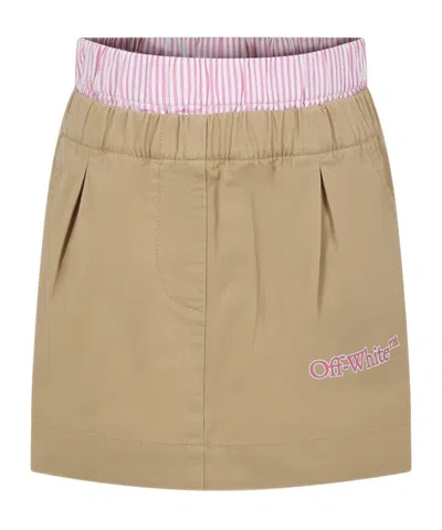 Off-white Big Bookish Cotton Skirt In Nude