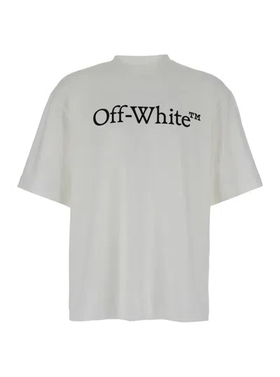 Off-white Oversized White T-shirt With Contrasting Logo Print In Cotton Man