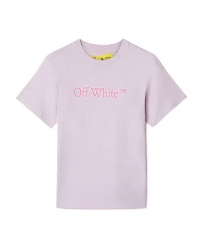 Off-white Kids' Big Bookish Cotton T-shirt In Lilac