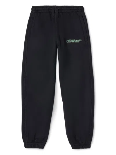 Off-white Kids' Big Bookish Cotton Track Pants In Black