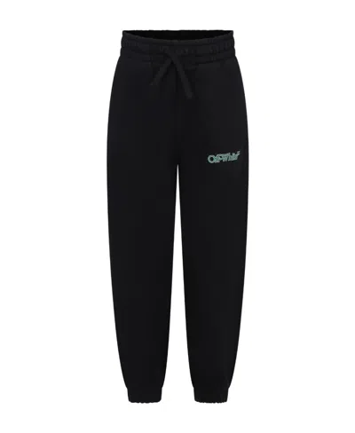 Off-white Kids' Black Trousers For Boy With Logo