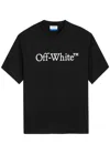 Off-white Black Oversized T-shirt With Contrasting Logo Lettering Print In Cotton Man In Black And White