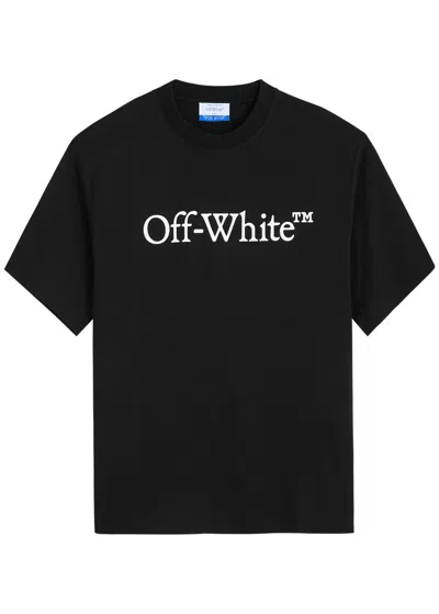 Off-white Black Oversized T-shirt With Contrasting Logo Lettering Print In Cotton Man