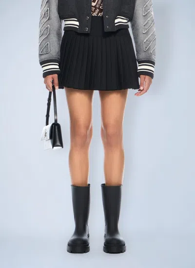 Off-white High-waisted Pleated Mini Skirt Design In Black