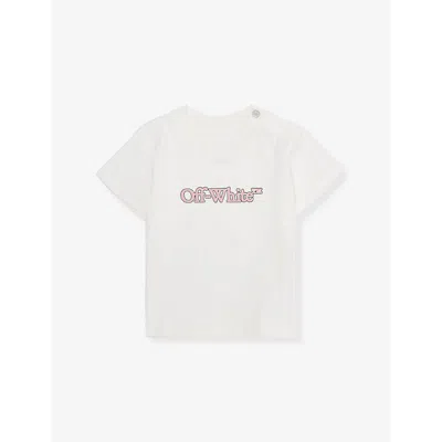 Off-white Babies' Big Bookish Logo-print Cotton-jersey T-shirt 6-36 Months White - Pink