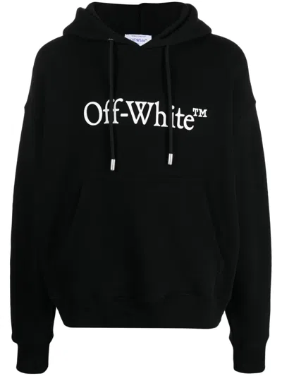 Off-white Cotton Sweatshirt Whit Frontal Logo Print In Black