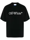 Off-white Black Oversized T-shirt With Contrasting Logo Lettering Print In Cotton Man In Black