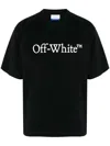 Off-white Black Oversized T-shirt With Contrasting Logo Lettering Print In Cotton Man In Black