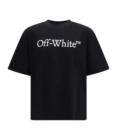Off-white Black Oversized T-shirt With Contrasting Logo Lettering Print In Cotton Man