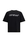 Off-white Black Oversized T-shirt With Contrasting Logo Lettering Print In Cotton Man In Black