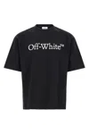 Off-white Black Oversized T-shirt With Contrasting Logo Lettering Print In Cotton Man In Black
