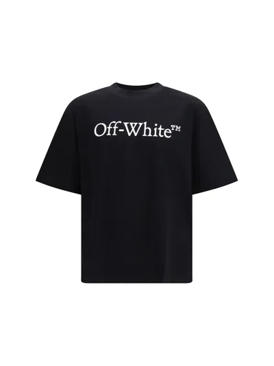 Off-white Black Oversized T-shirt With Contrasting Logo Lettering Print In Cotton Man