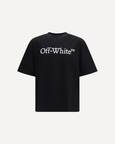 Off-white Black Oversized T-shirt With Contrasting Logo Lettering Print In Cotton Man