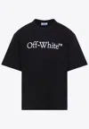 Off-white Black Oversized T-shirt With Contrasting Logo Lettering Print In Cotton Man In Black