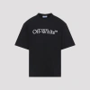 Off-white Black Oversized T-shirt With Contrasting Logo Lettering Print In Cotton Man In Black