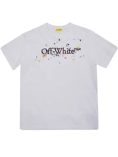 Off-white Kids' "big Bookish" Splat Tee Ss In White