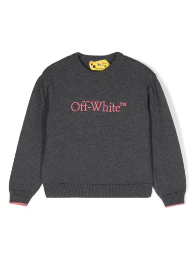 Off-white Kids' Big Bookish Sweater In Grey