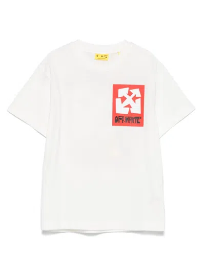Off-white Kids' Big Label T-shirt In White