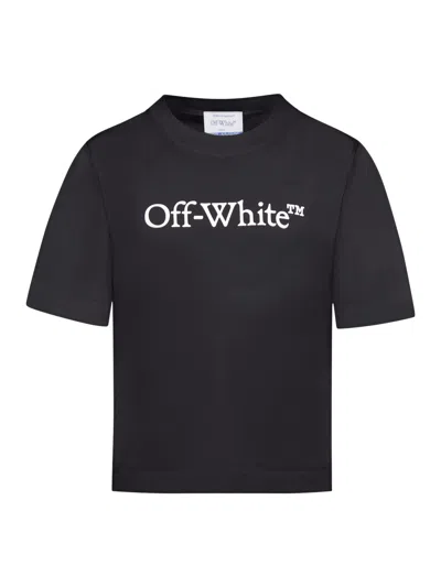 Off-white Big Logo Bookish Crop Tee In Black White