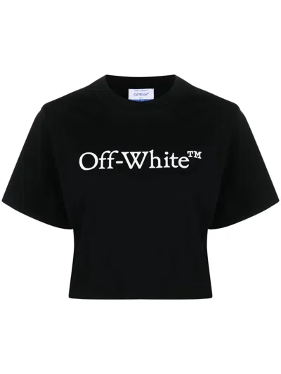 Off-white Off White Big Logo Bookish Crop Tee Black White