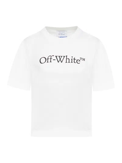 Off-white Big Logo Bookish Crop Tee In White Black