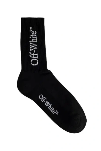 Off-white Big Logo Bookish Mid Calf Socks In Black