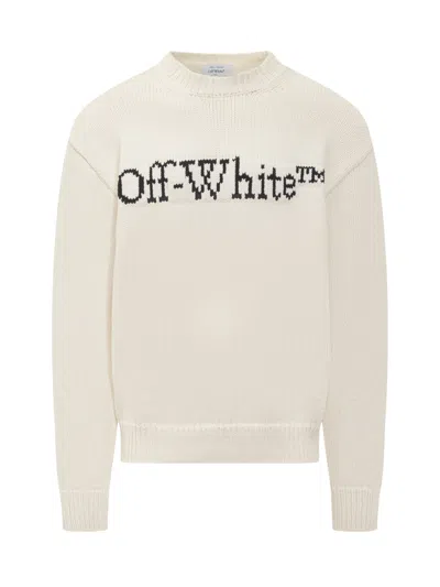 Off-white Big Logo Jacquard Sweater In Cream Black
