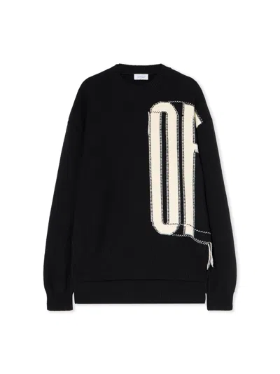Off-white Big Off Knit Crewneck Sweater In Black