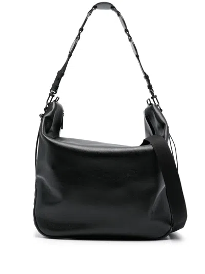 Off-white Bike Tire Hobo Leather Bag In Black