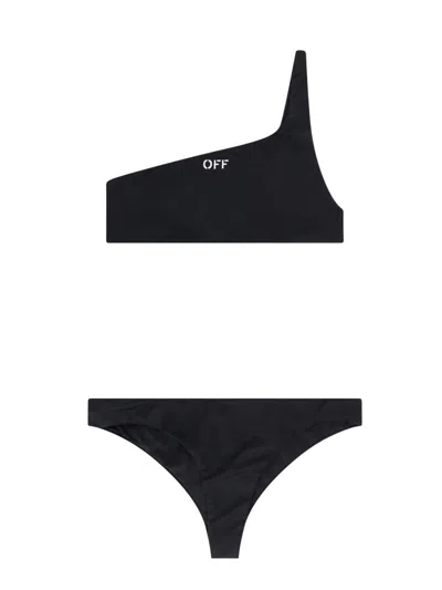 Off-white Off Stamp One Shoulder Bikini In Black