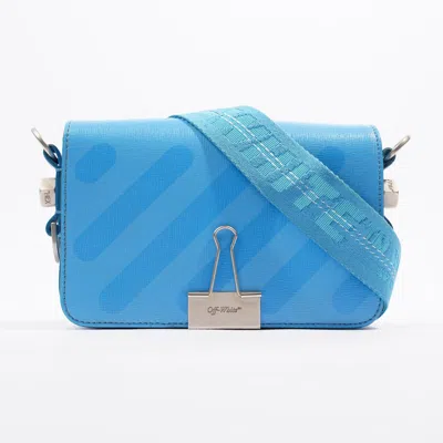 Off-white Off White Binder Clip Leather Crossbody Bag In Blue