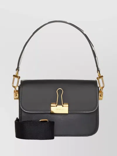 Off-white Binder Shoulder Bag With Clip Motif In Black