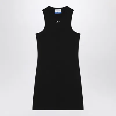 Off-white Sleek Rowing Logo-print Mini Dress In Black