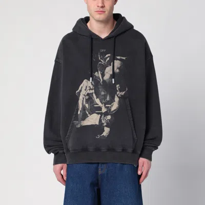 Off-white Black Washed Sweatshirt With Logo Print Men