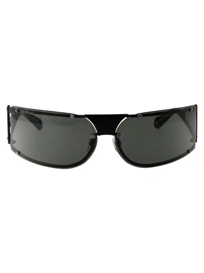 Off-white Black Acetate Sunglasses In Green
