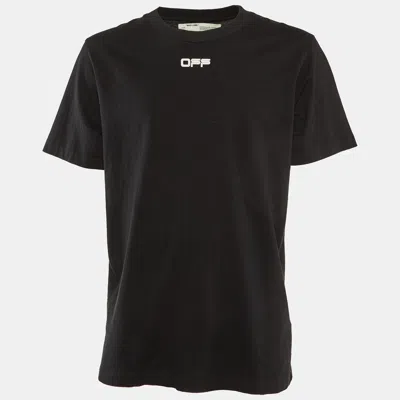 Pre-owned Off-white Black Airport Tape Arrow Print Cotton Crew Neck T-shirt L