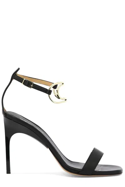 Off-white Black And Gold Leather High Sandals For Women