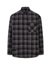 OFF-WHITE BLACK AND GREY CHECK COTTON SHIRT WITH LOGO